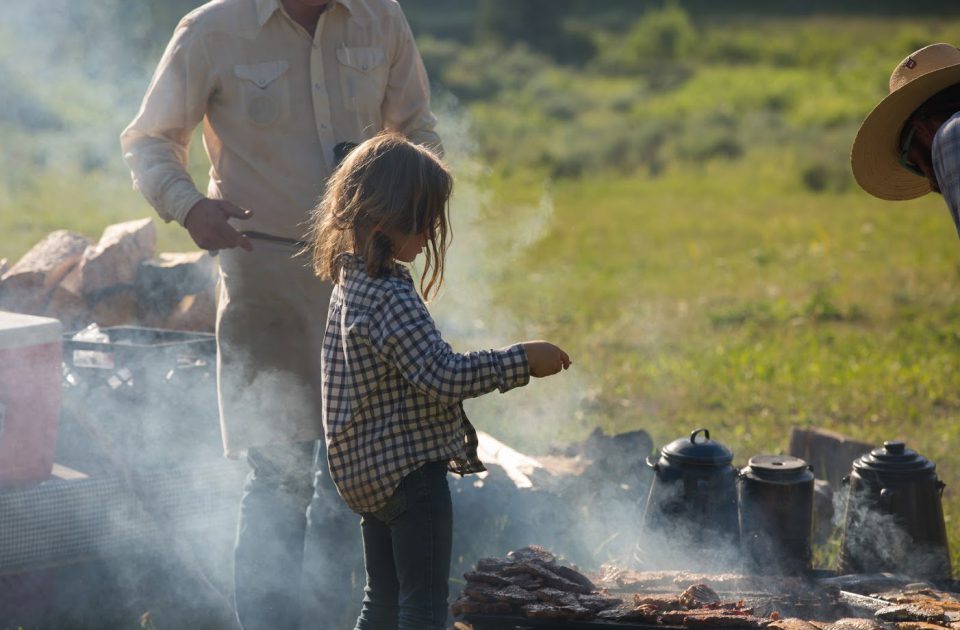 Cooking over the open fire on a Montana Dude Ranch